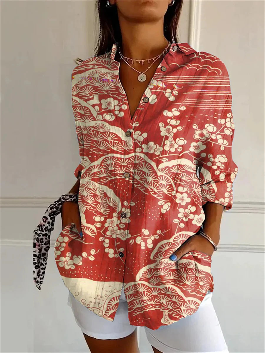 Clara - Red Floral Blouse