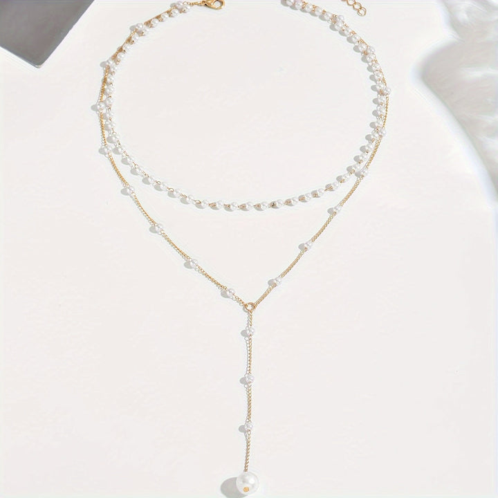 Mylah - Layered Pearl Drop Necklace
