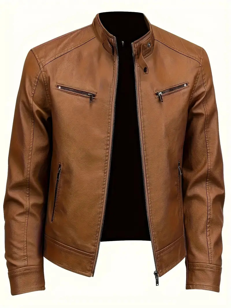 Rex – PU Leather Zipper Jacket