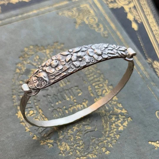Delyth - Engraved Silver Bracelet