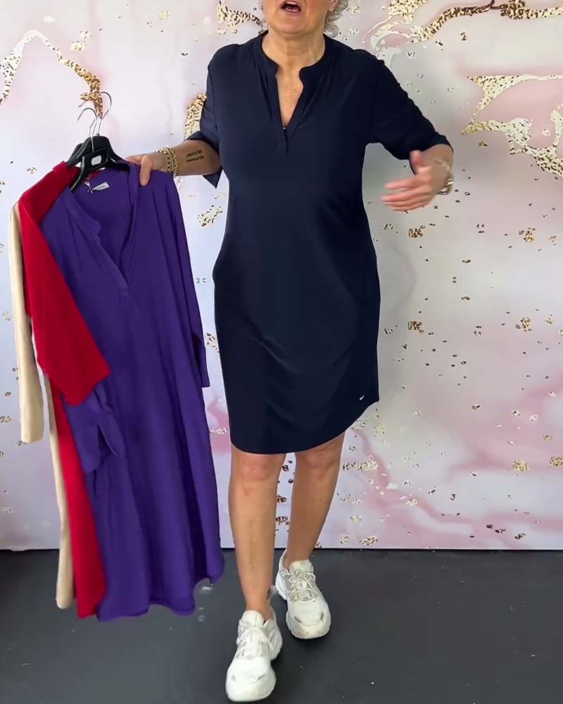Lorraine - Elegant Casual V-Neck Dress