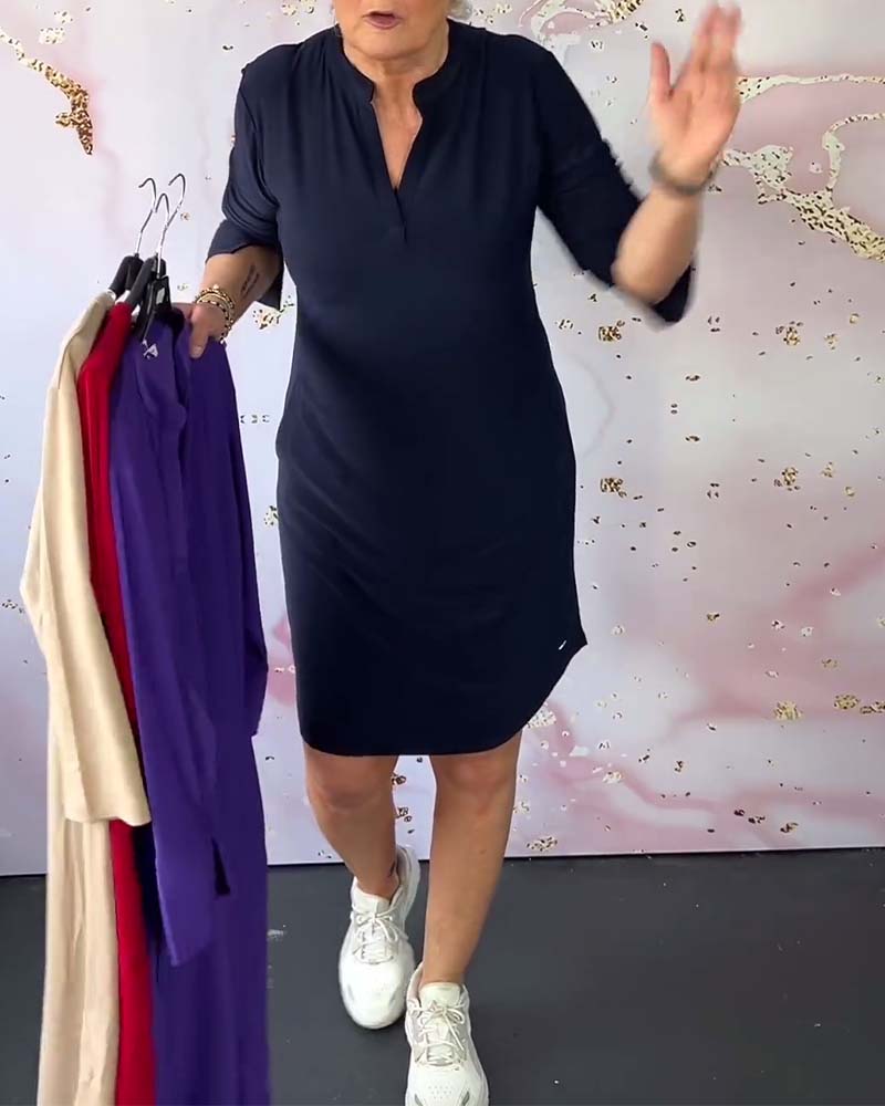 Lorraine - Elegant Casual V-Neck Dress