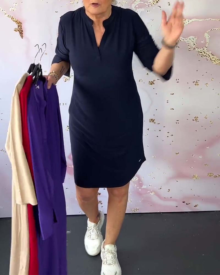 Lorraine - Elegant Casual V-Neck Dress