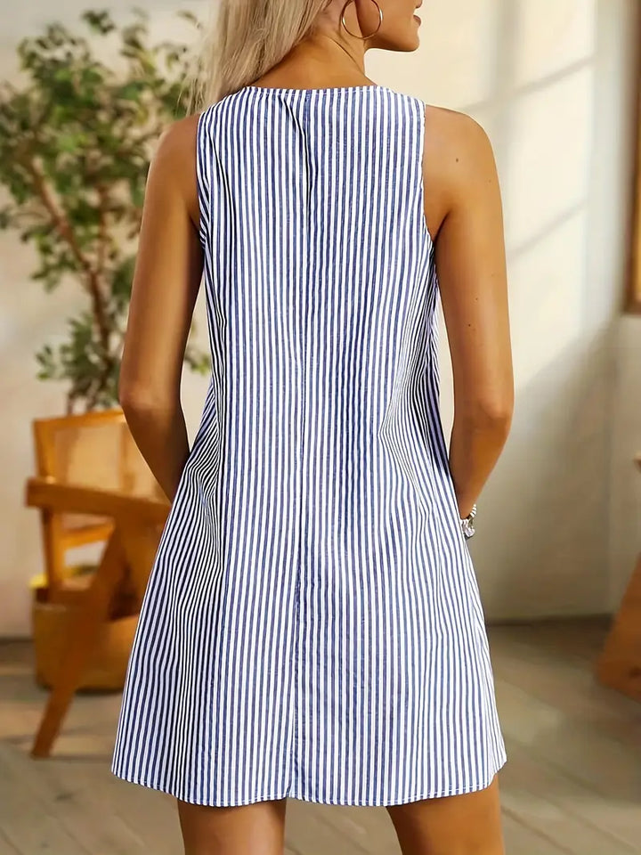 Selene - Sleeveless striped knee length dress