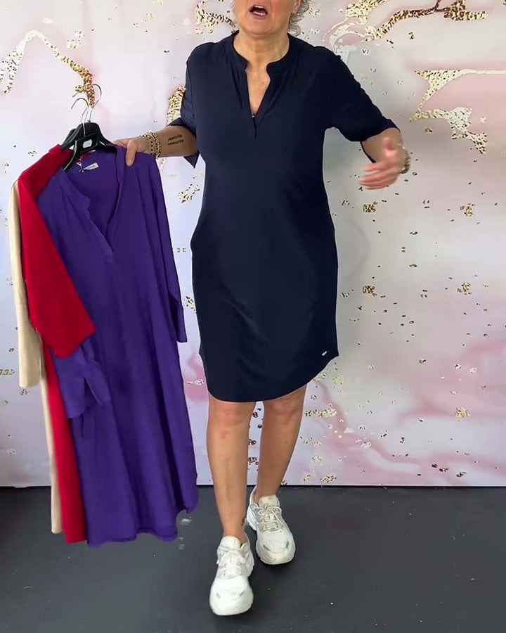 Lorraine - Elegant Casual V-Neck Dress