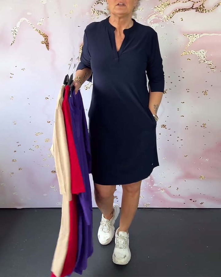 Lorraine - Elegant Casual V-Neck Dress