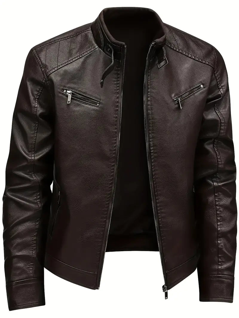 Rex – PU Leather Zipper Jacket