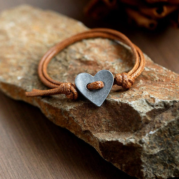 Syra - Rustic Heart Charm Bracelet