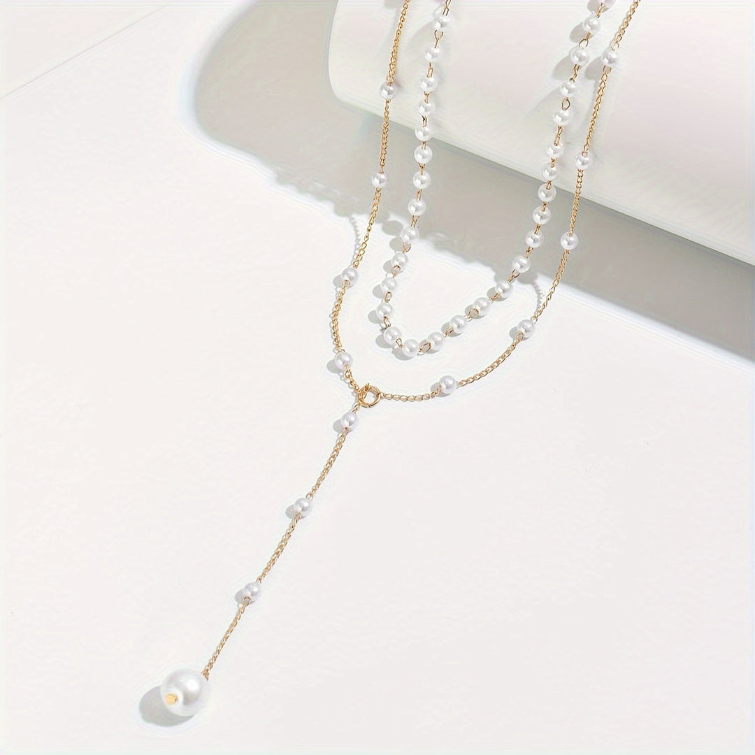 Mylah - Layered Pearl Drop Necklace