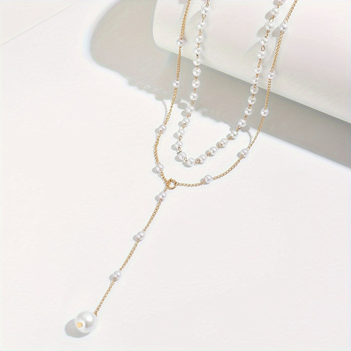 Mylah - Layered Pearl Drop Necklace