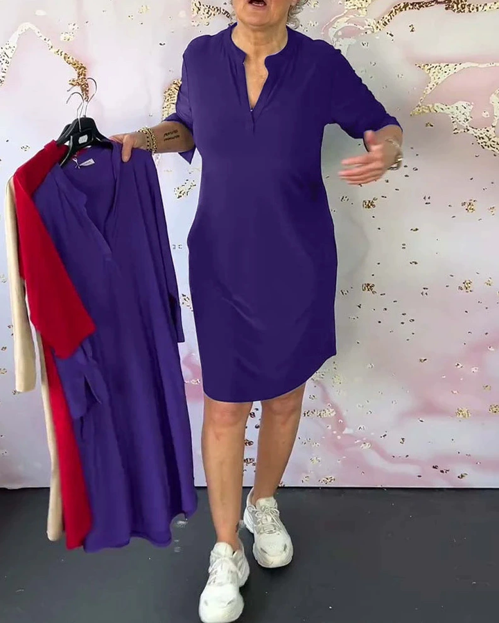 Lorraine - Elegant Casual V-Neck Dress