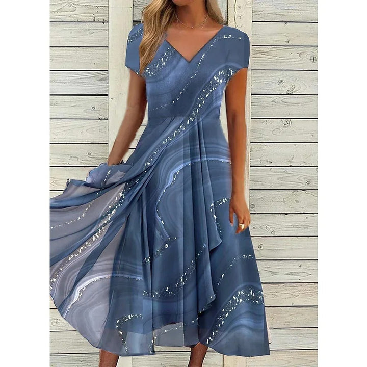Fatima - Stylish V-Neck Midi Dress